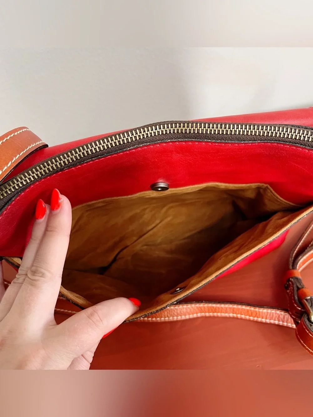 Patricia Nash NWT Avellino Oil Rubbed Leather Crossbody Purse Poppy Red